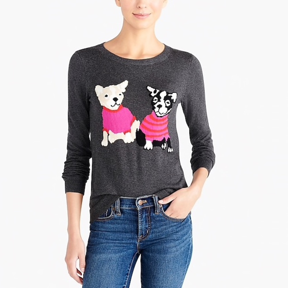 J. Crew French Bulldog Sweater Grey xs